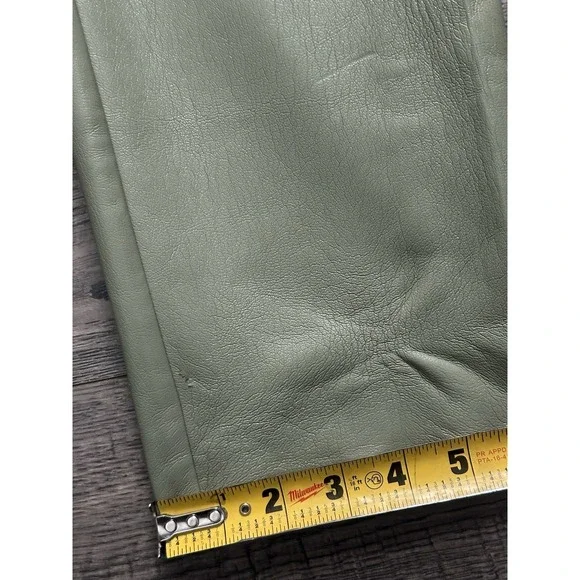 Wilfred Aritzia Melina Pants Size 2 Green Vegan Leather High Rise Straight Leg - Picture 4 of 9